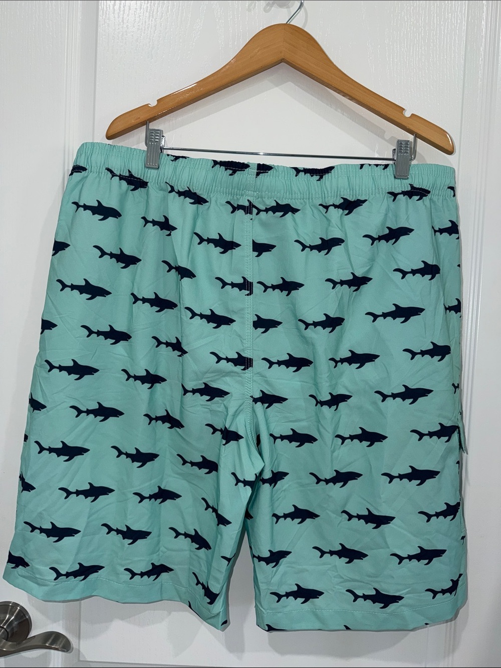 Aptro Mint Swim Shorts with black  Shark Print size 3X lined - Picture 7 of 7